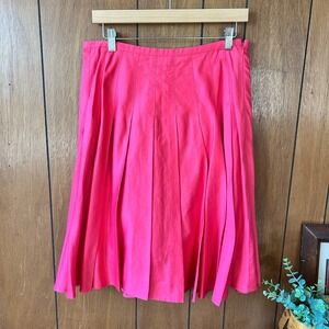 Vintage Ann Taylor Pink Cotton Pleated A-Line Skirt Womens Career‎ Office